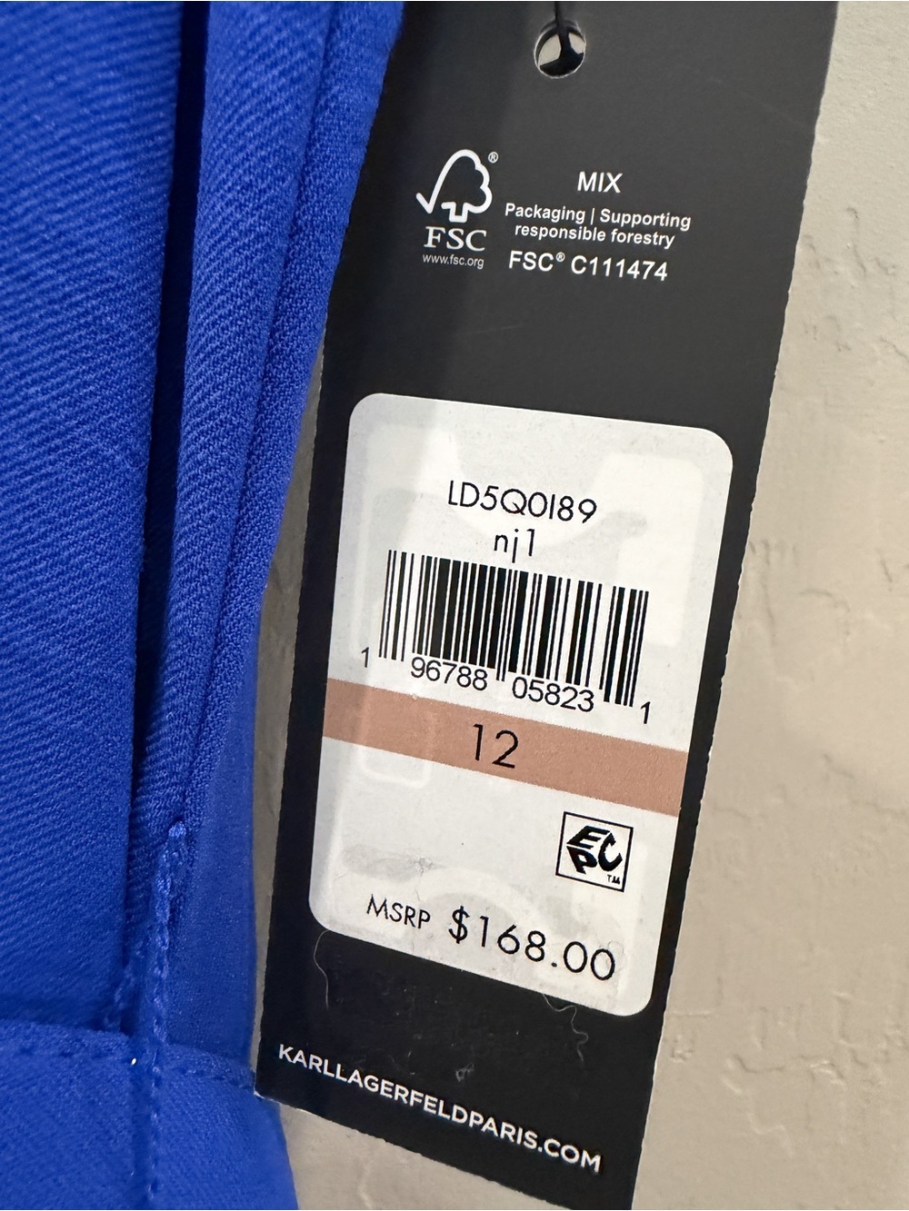 Karl Lagerfeld Belted Midi Shirt Dress Puff Sleeve Pockets Pearl Blue 12 NWT - Picture 12 of 15